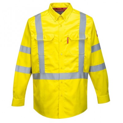Πυρίμαχο ανακλαστικό πουκάμισο Bizflame FR95 Portwest Κίτρινο 