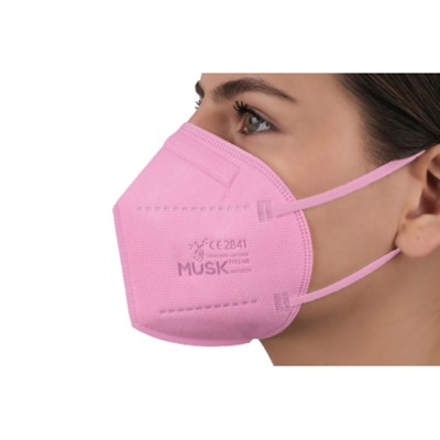 Μάσκα 5 στρωμάτων υψηλής προστασίας FFP2 NR MUSK Ροζ