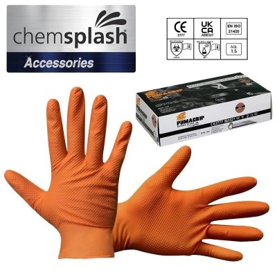 Ανθεκτικά γάντια νιτριλίου PumaGrip (25 ζεύγη) Chemsplash Πορτοκαλί