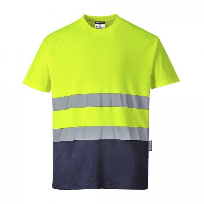 T-shirt HI VIZ δίχρωμο S173 PORTWEST Κίτρινο/Μπλε